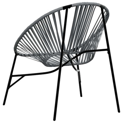 Gartenstuhl-Set 3-tlg. Schwarz und Hellgrau Poly Rattan