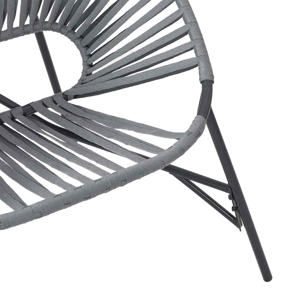 Gartenstuhl-Set 3-tlg. Schwarz und Hellgrau Poly Rattan