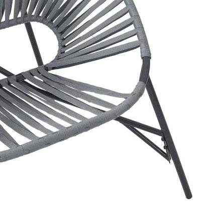 Gartenstuhl-Set 3-tlg. Schwarz und Hellgrau Poly Rattan