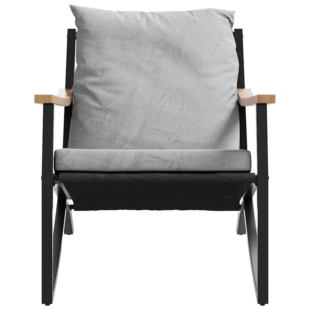 Gartenstühle mit Kissen 2 Stk. Schwarz Stahl