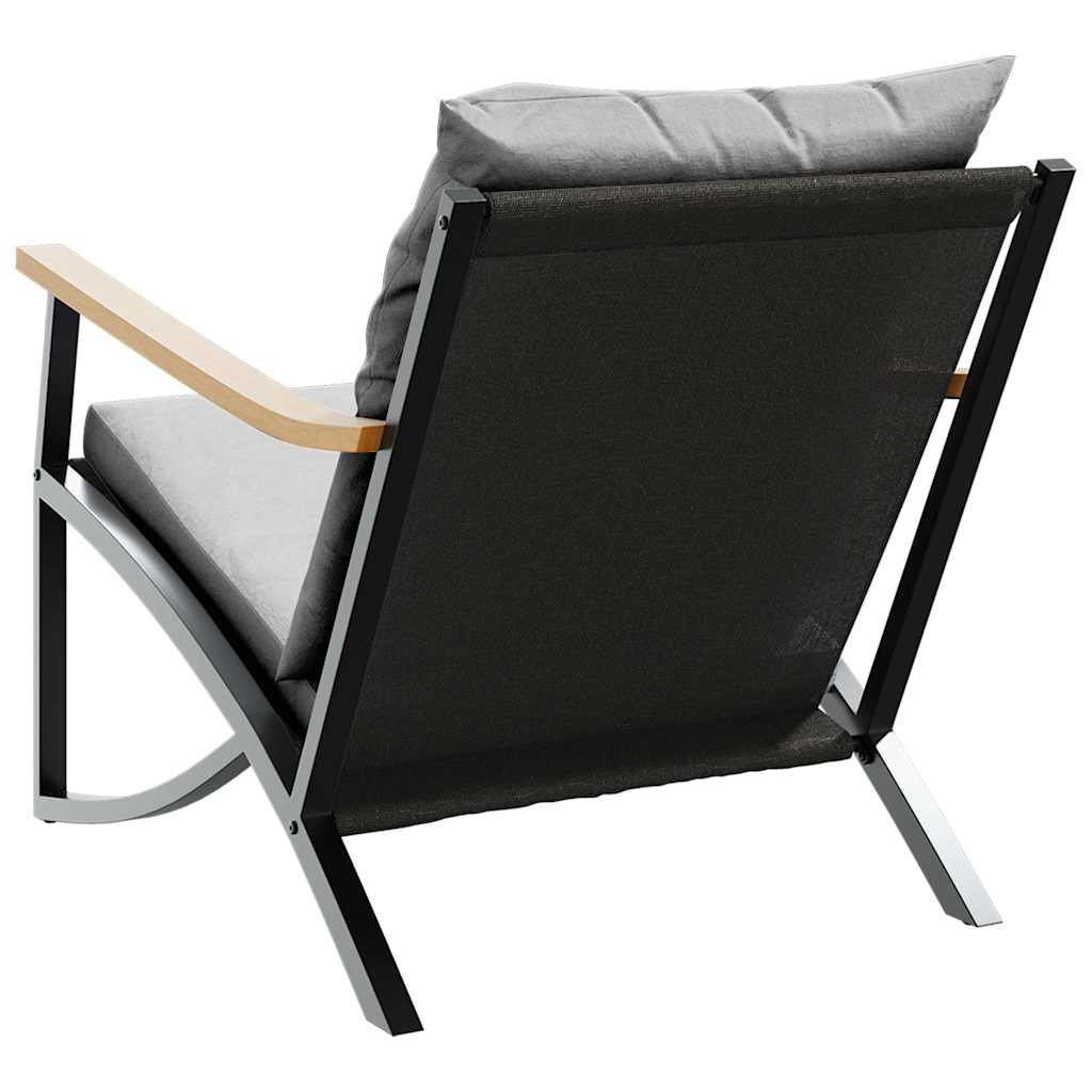 4-tlg. Balkonmöbel Set mit Kissen Schwarz Stahl