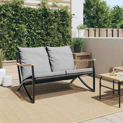 Gartenbank mit Kissen 120 cm Schwarz Stahl