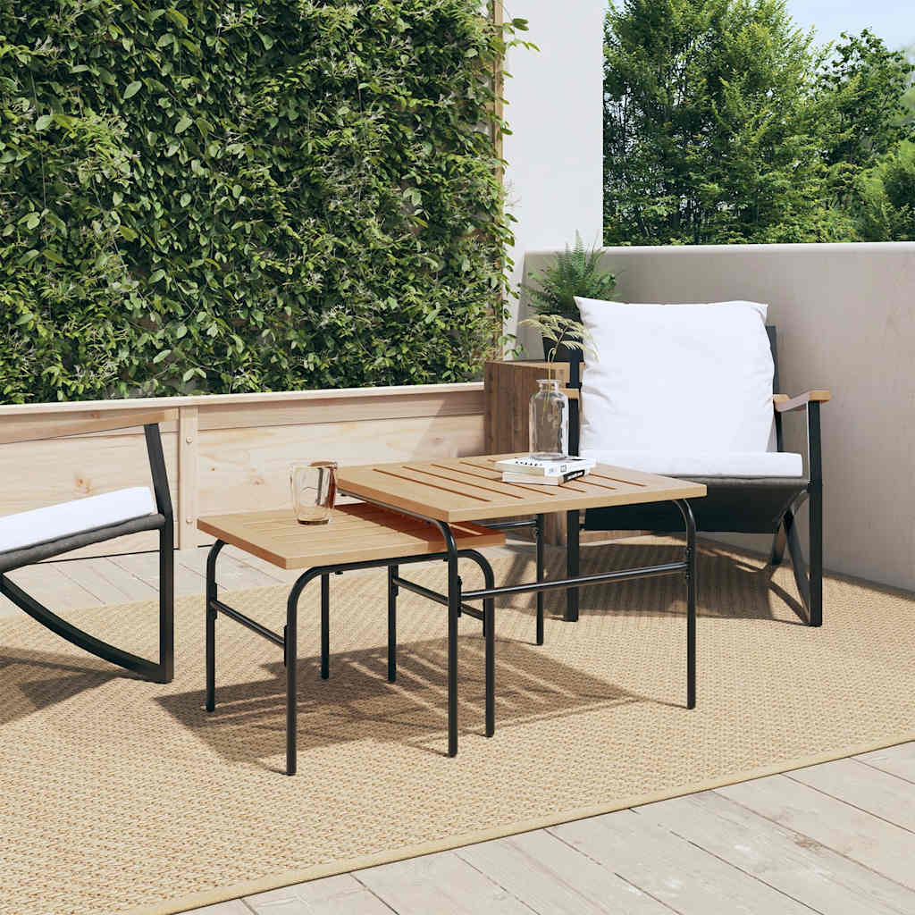 Outdoor-Satztische 2 Stk. Braun und Schwarz Stahl