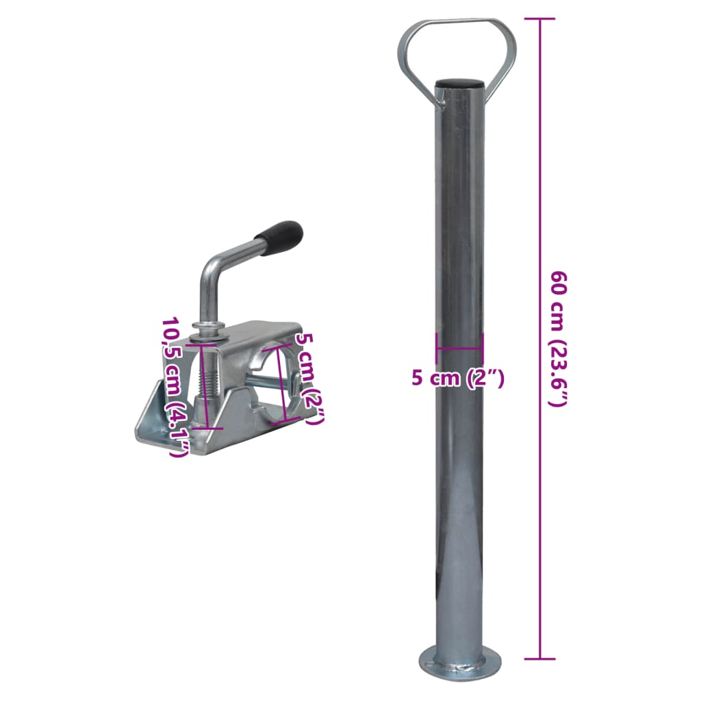 Stützrad 60 mm mit 2 Stützrohren und 3 Klemmen