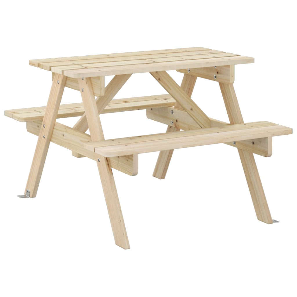 Table de pique-nique pour 4 enfants avec trou pour parasol en bois de sapin massif