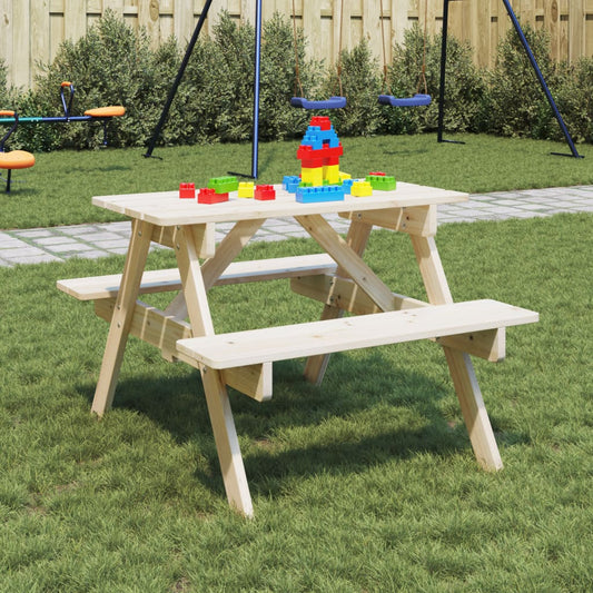 Table de pique-nique pour 4 enfants avec trou pour parasol en bois de sapin massif