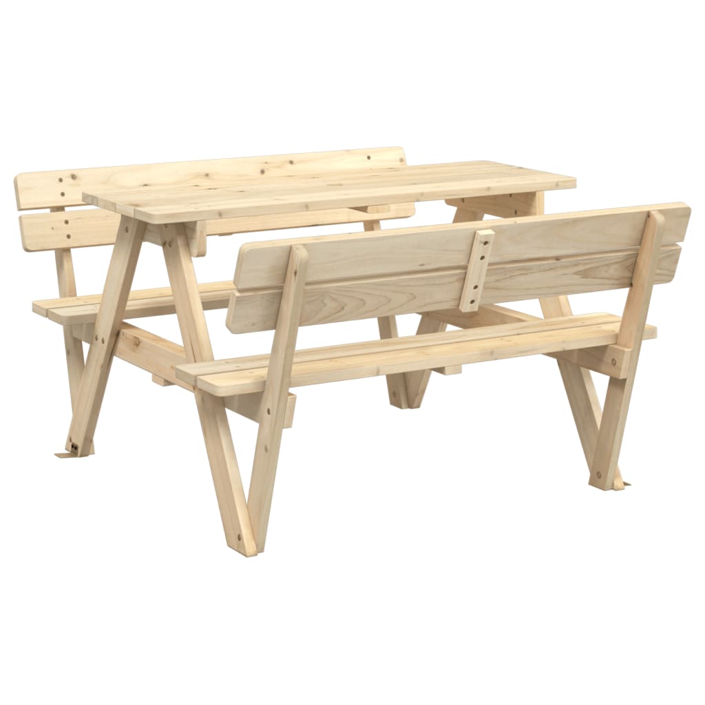 Table de pique-nique pour 4 enfants avec trou pour parasol en bois de sapin massif