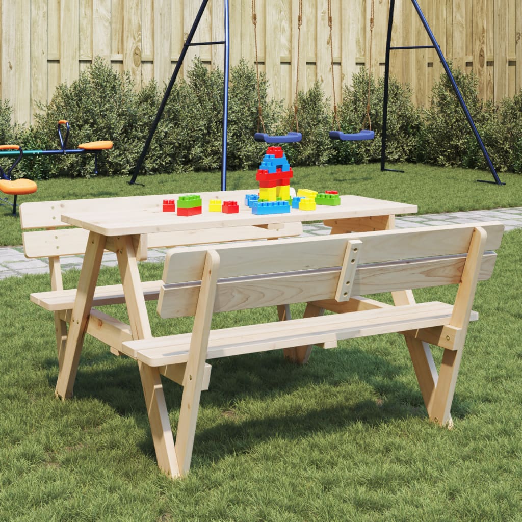 Table de pique-nique pour 4 enfants avec trou pour parasol en bois de sapin massif