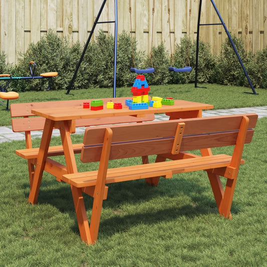 Table de pique-nique pour 4 enfants avec trou pour parasol en bois de sapin massif