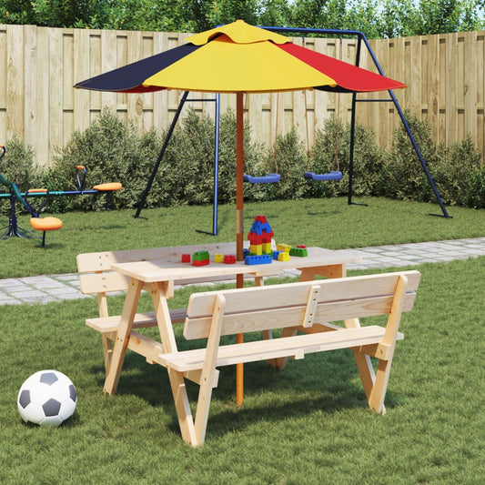 Parasol pour enfants avec mât en bois Ø120x140 cm