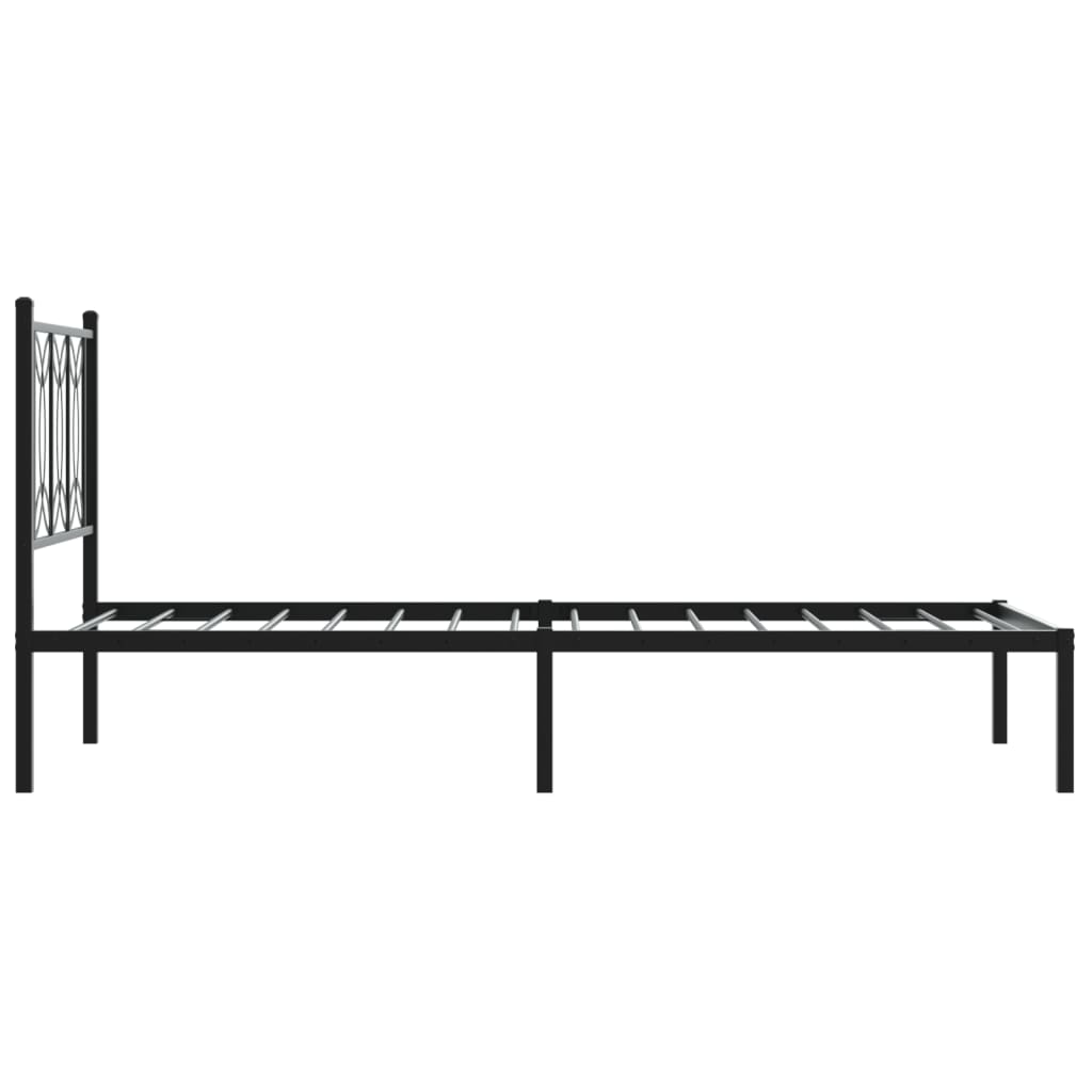 Bed frame with headboard metal black 75x190 cm