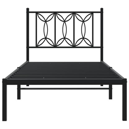 Bettgestell mit Kopfteil Metall Schwarz 80x200 cm