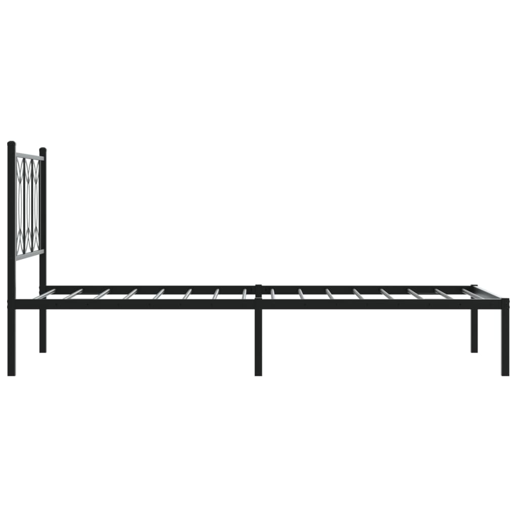 Bed frame with headboard metal black 90x200 cm