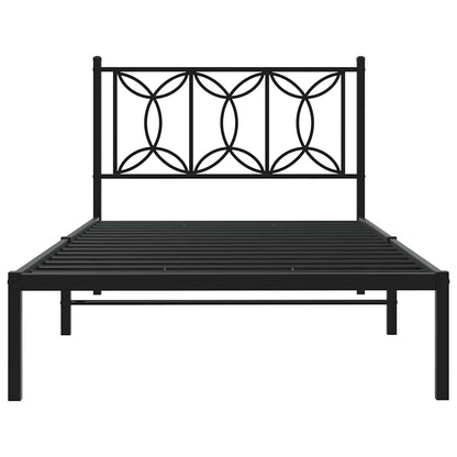 Bettgestell mit Kopfteil Metall Schwarz 100x200 cm