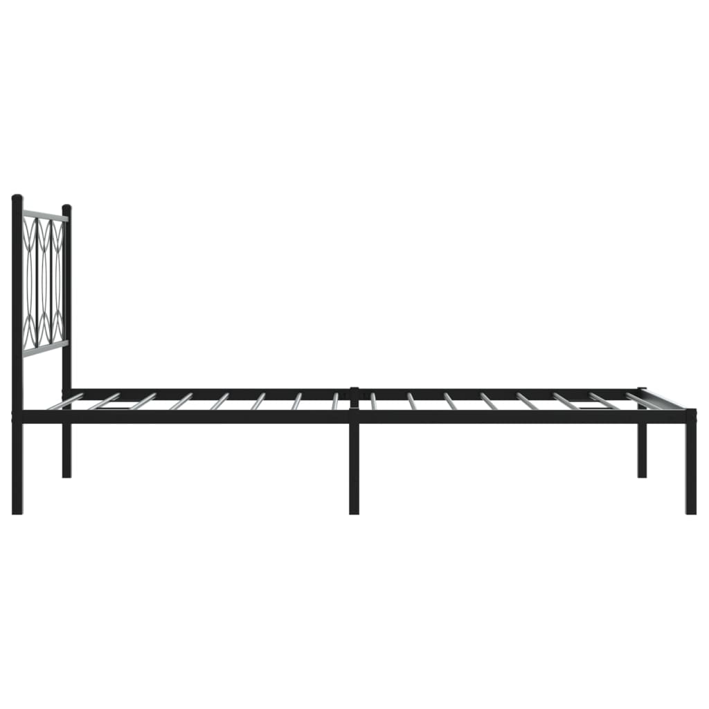 Bed frame with headboard metal black 107x203 cm
