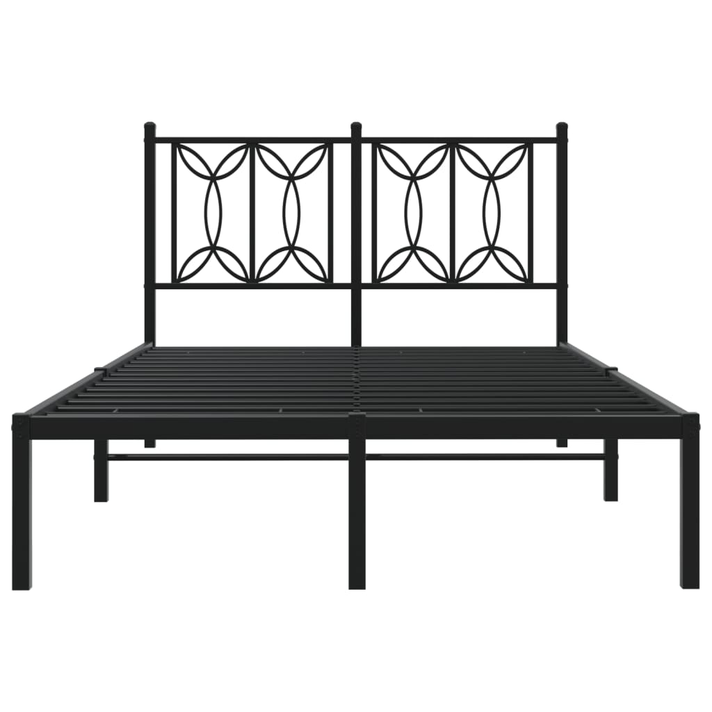 Bed frame with headboard metal black 120x190 cm