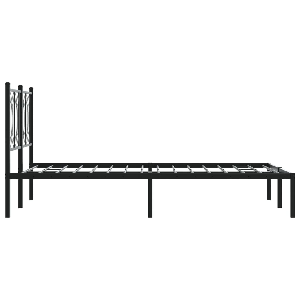 Bed frame with headboard metal black 120x190 cm