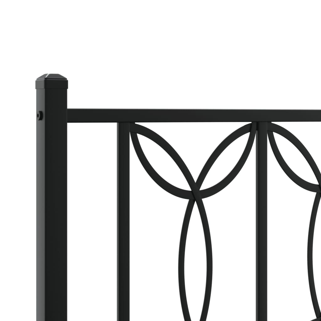 Bed frame with headboard metal black 120x190 cm