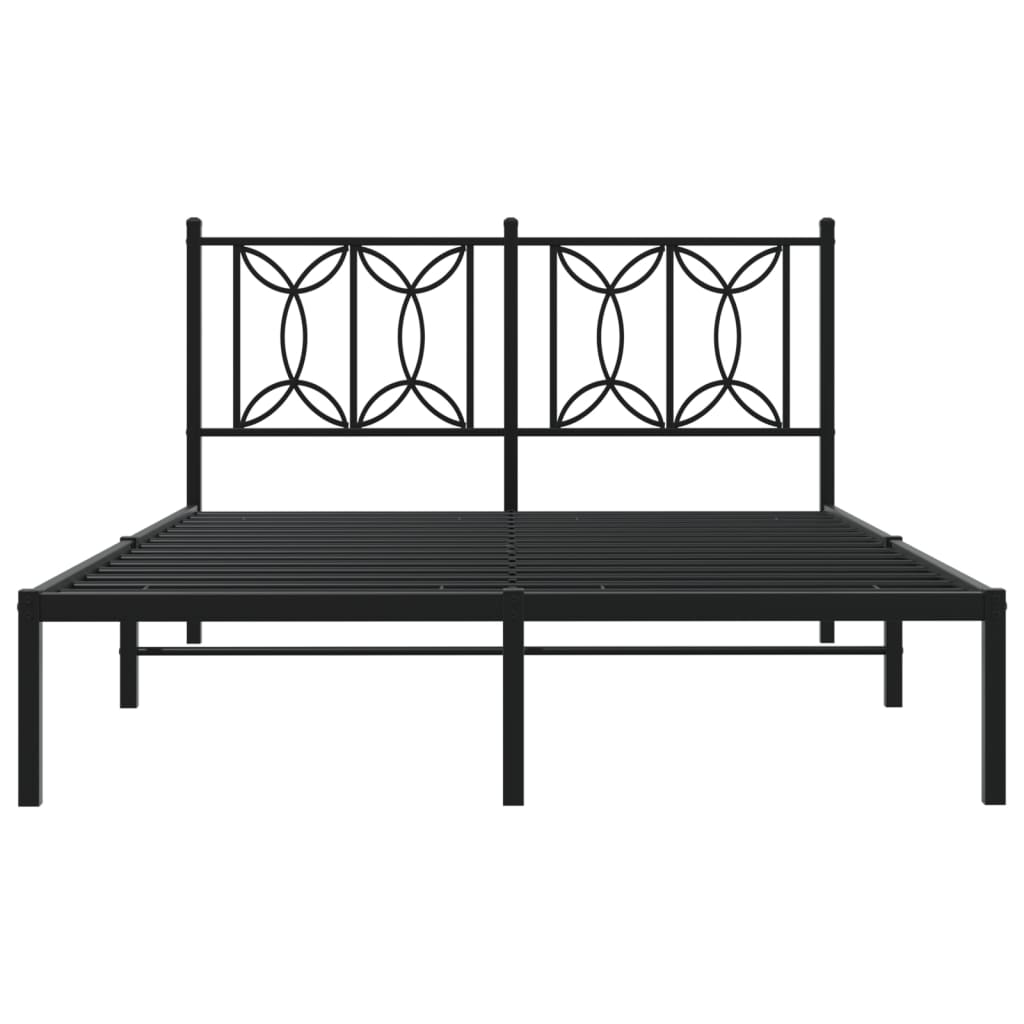 Bed frame with headboard metal black 135x190 cm