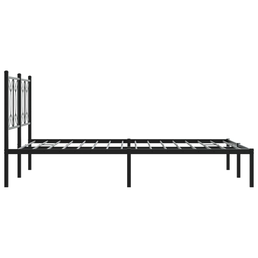 Bed frame with headboard metal black 135x190 cm