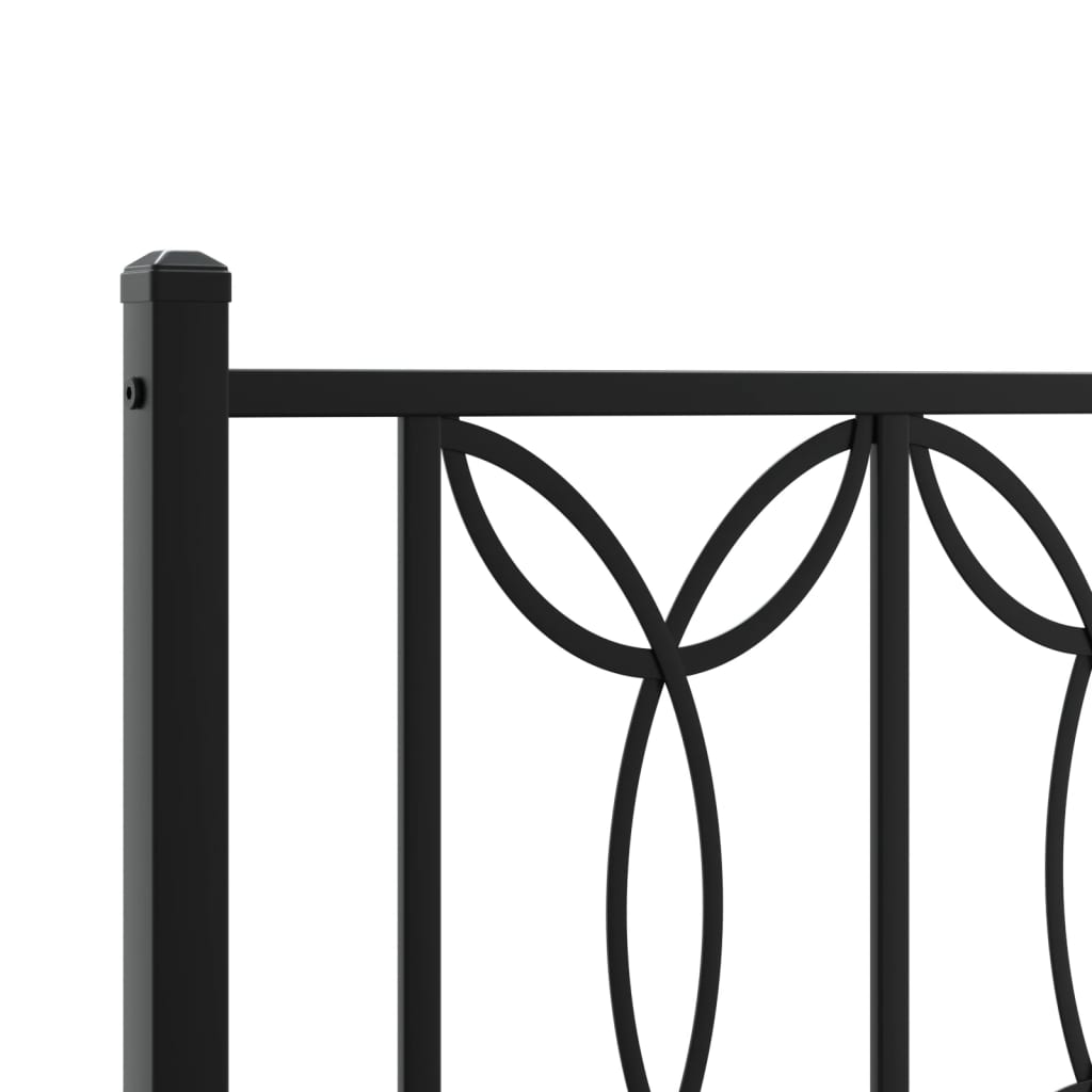 Bed frame with headboard metal black 140x190 cm