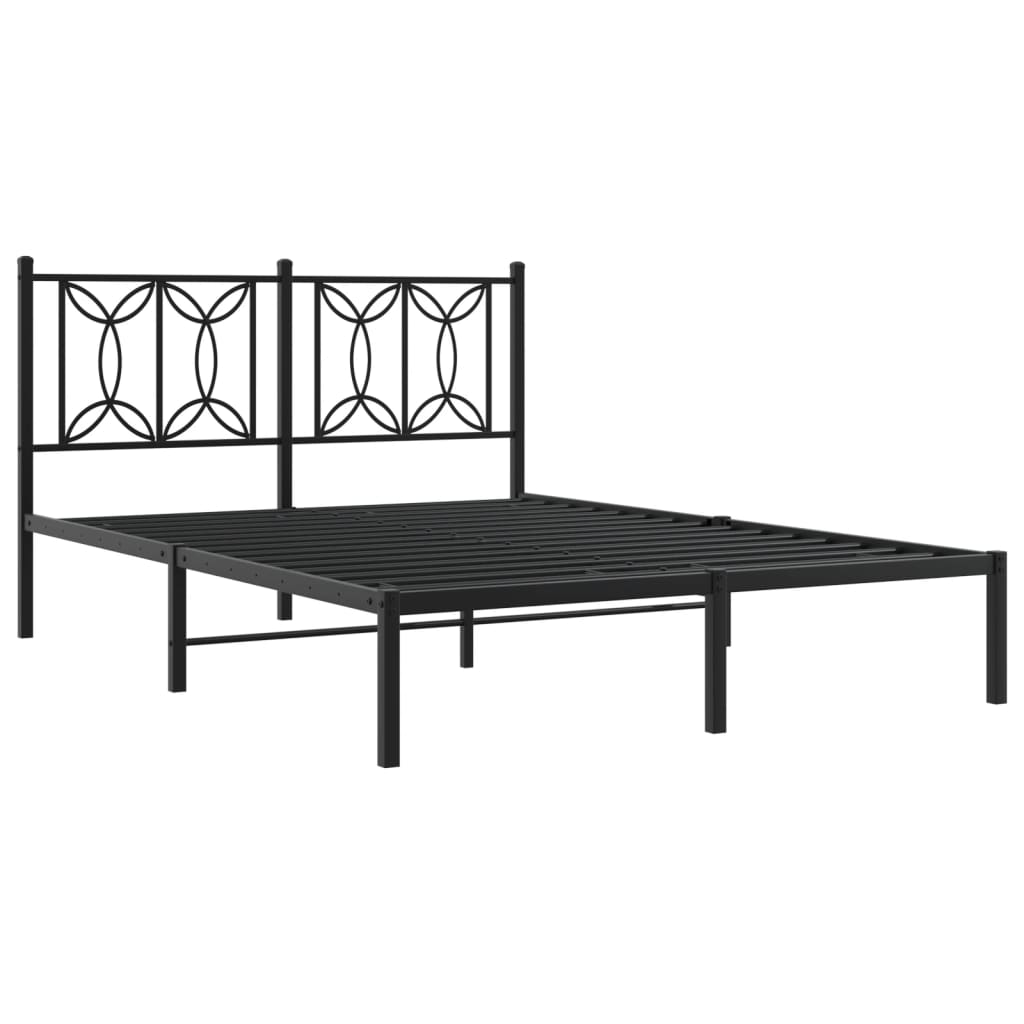 Bed frame with headboard metal black 140x200 cm