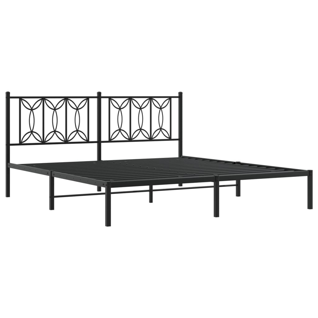 Bed frame with headboard metal black 180x200 cm