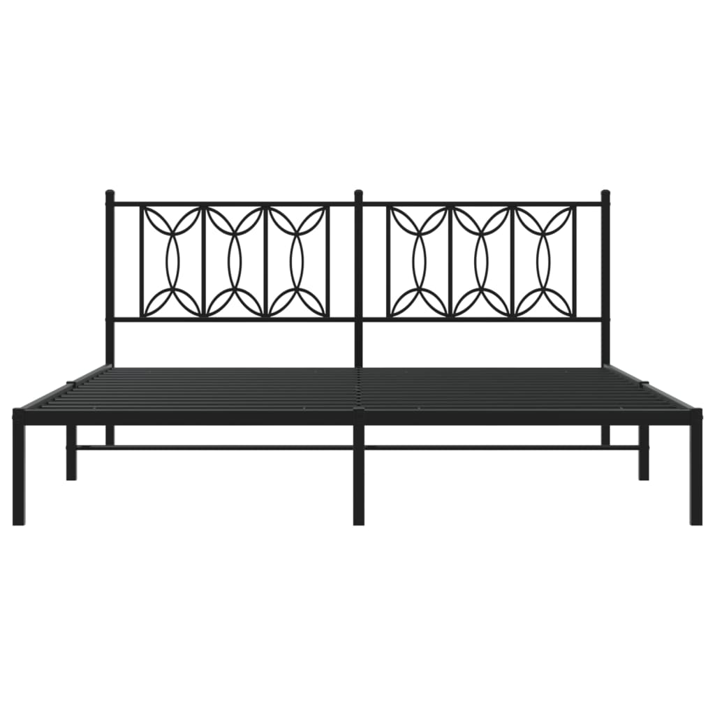 Bed frame with headboard metal black 180x200 cm