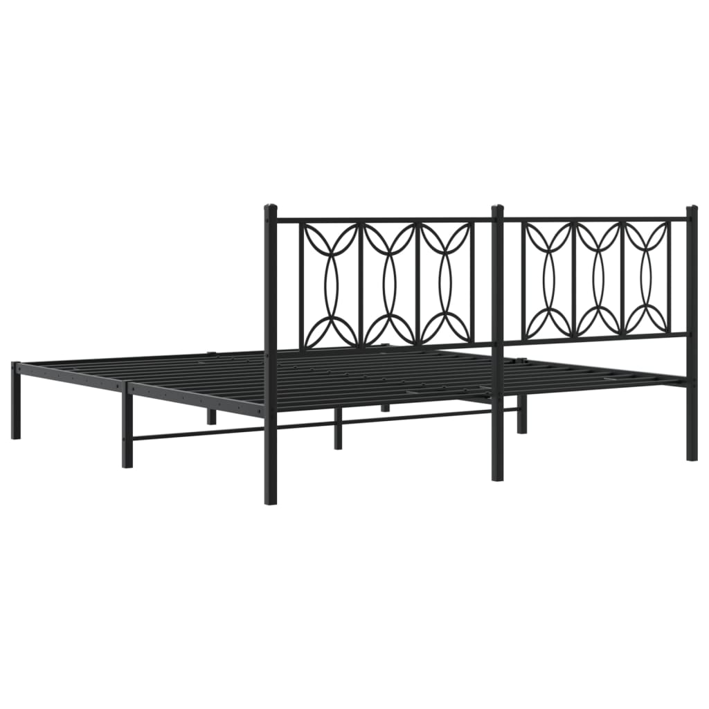 Bed frame with headboard metal black 180x200 cm