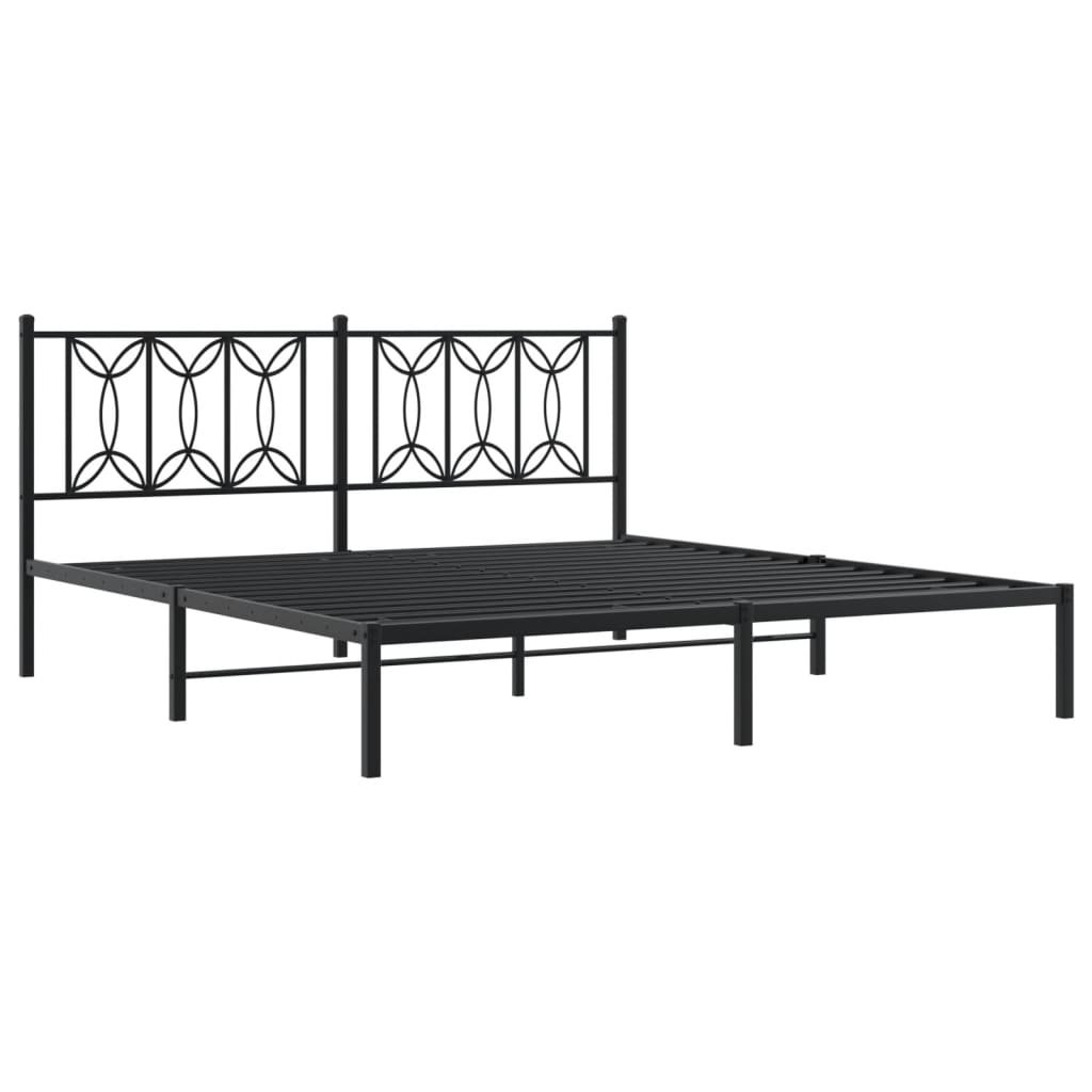 Bed frame with headboard metal black 183x213 cm