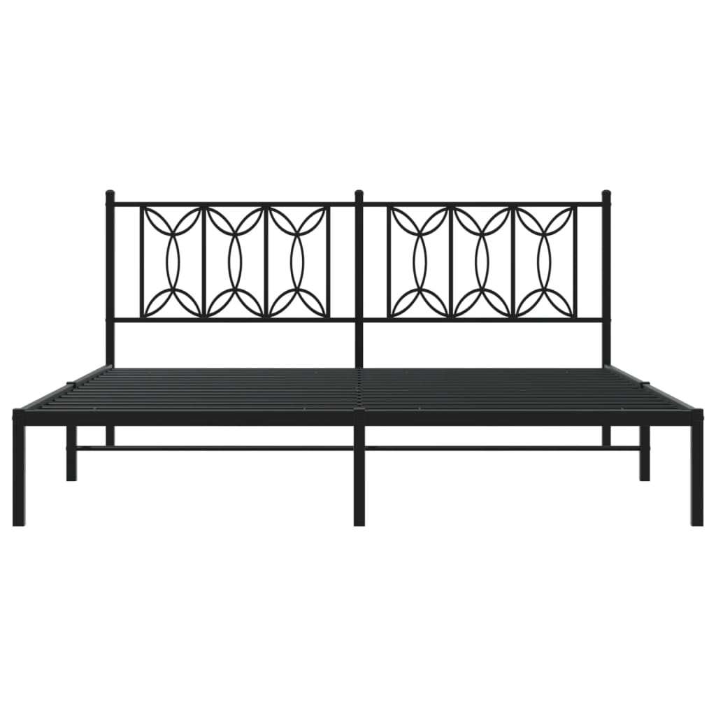 Bed frame with headboard metal black 183x213 cm