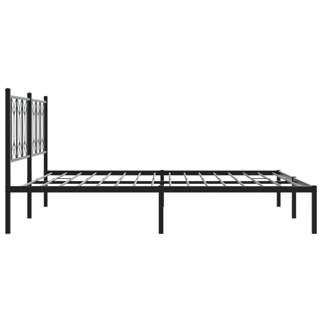 Bed frame with headboard metal black 183x213 cm