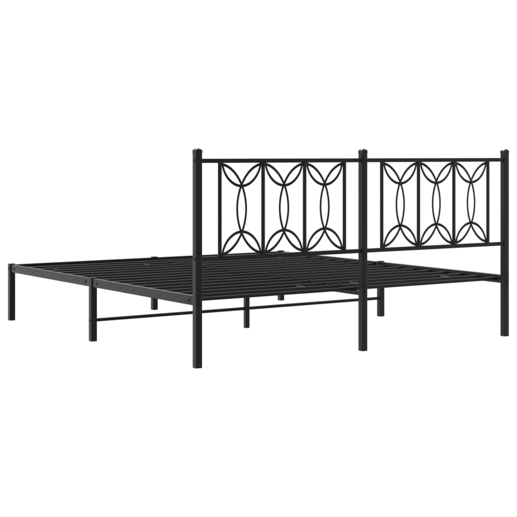 Bed frame with headboard metal black 183x213 cm