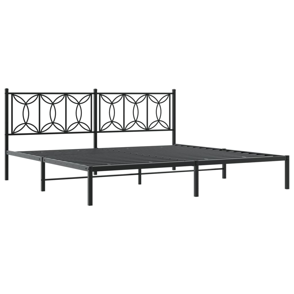 Bed frame with headboard metal black 193x203 cm