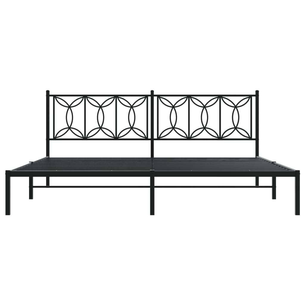 Bed frame with headboard metal black 193x203 cm