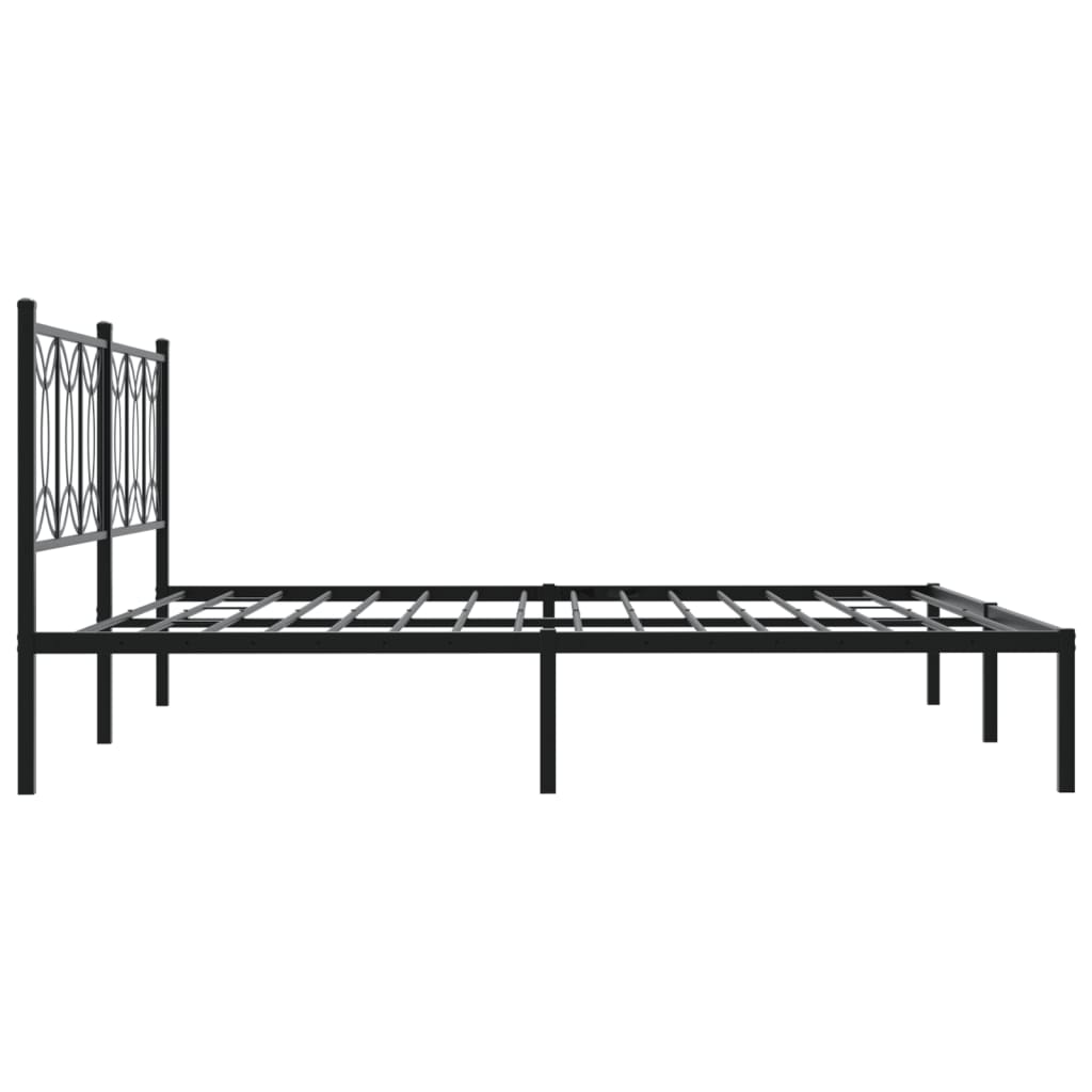Bed frame with headboard metal black 193x203 cm