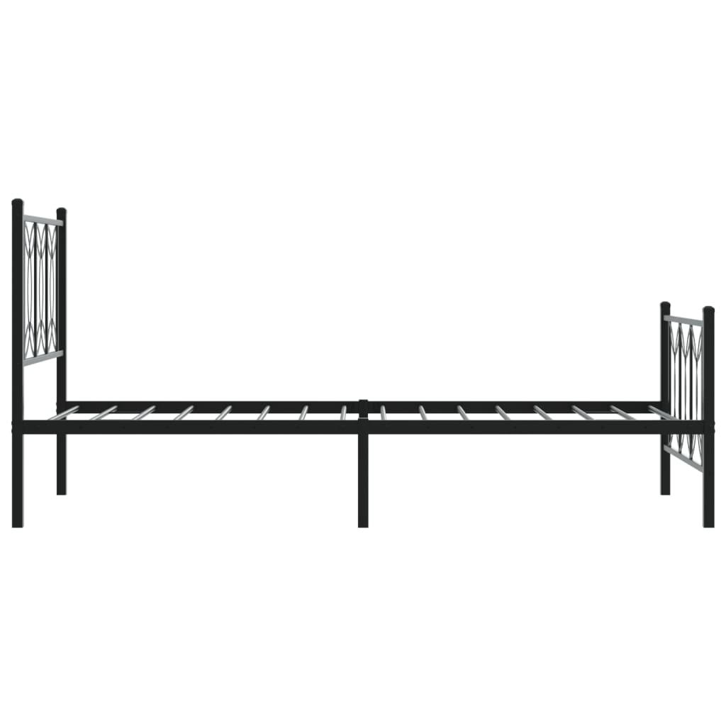 Bed frame with head and footboard metal black 75x190 cm