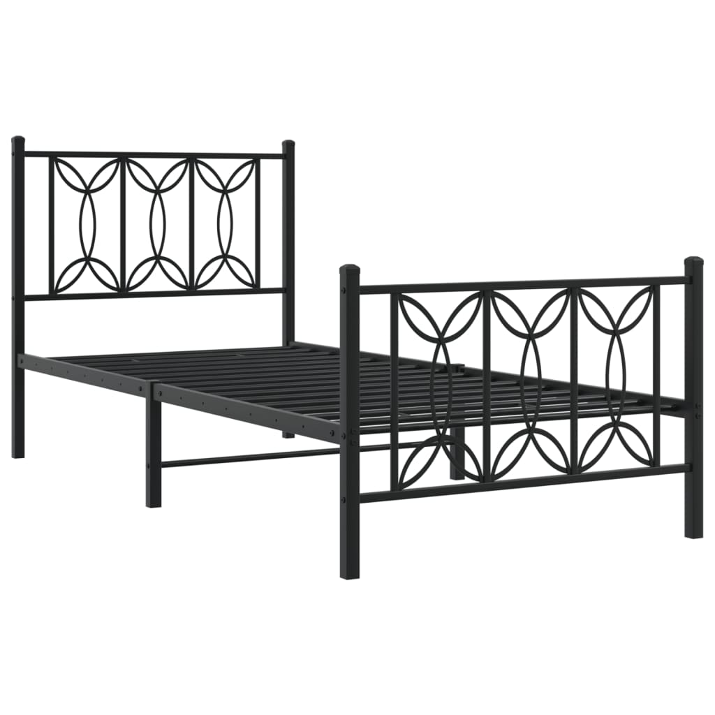 Bed frame with head and footboard metal black 80x200 cm