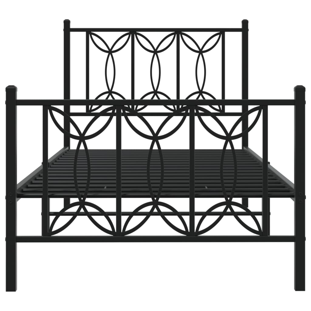 Bed frame with head and footboard metal black 80x200 cm