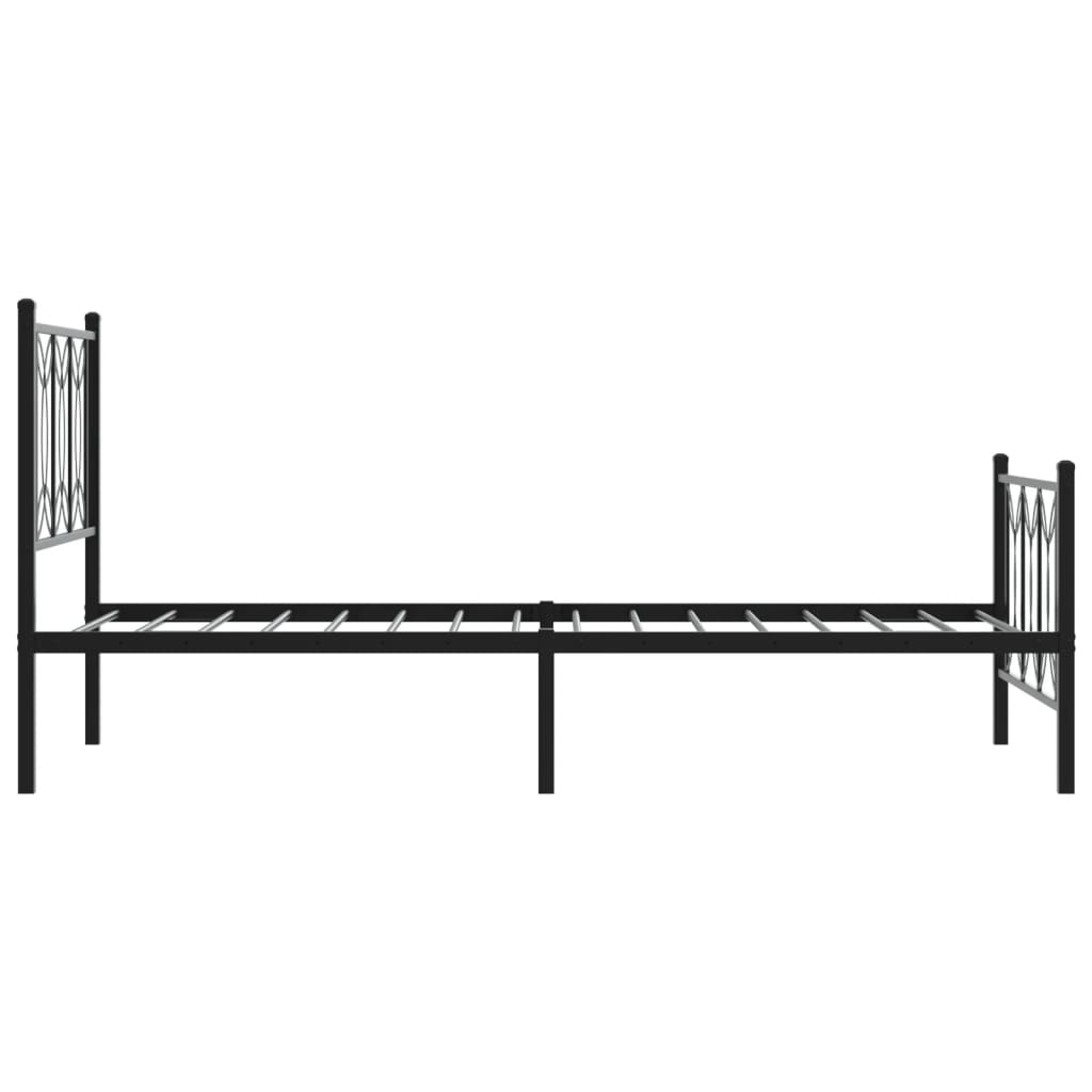 Bed frame with head and footboard metal black 80x200 cm
