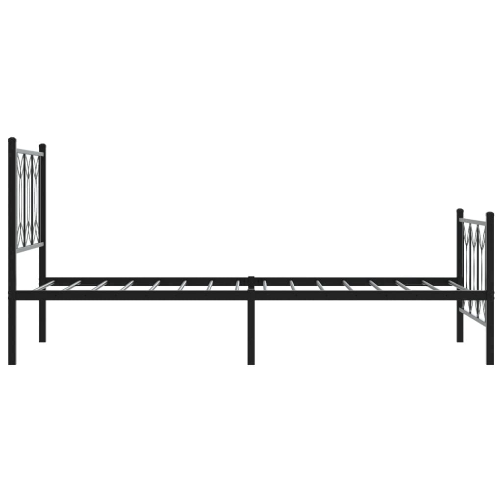 Bed frame with head and footboard metal black 90x200 cm