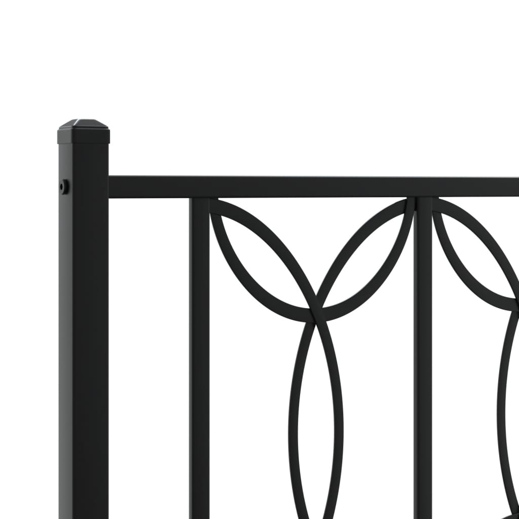 Bed frame with head and footboard metal black 90x200 cm