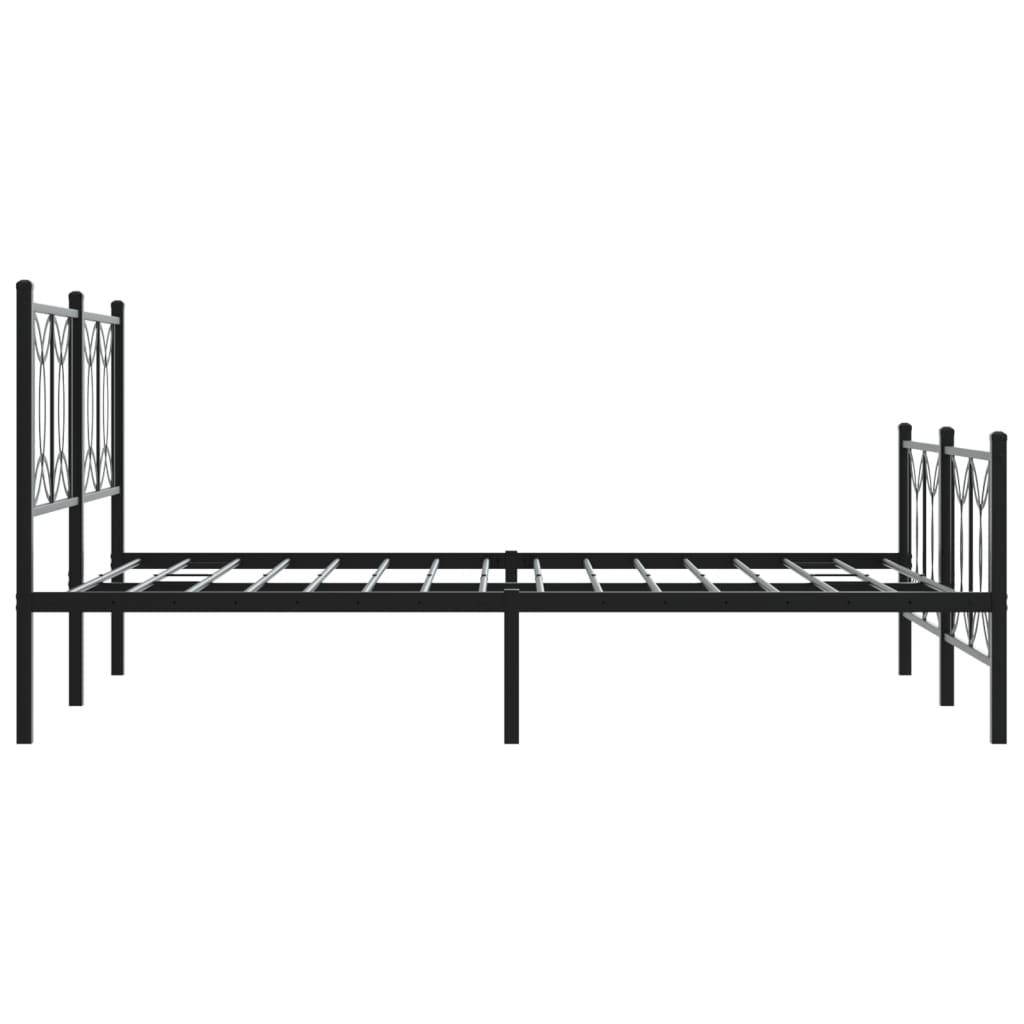 Bed frame with head and footboard metal black 135x190 cm