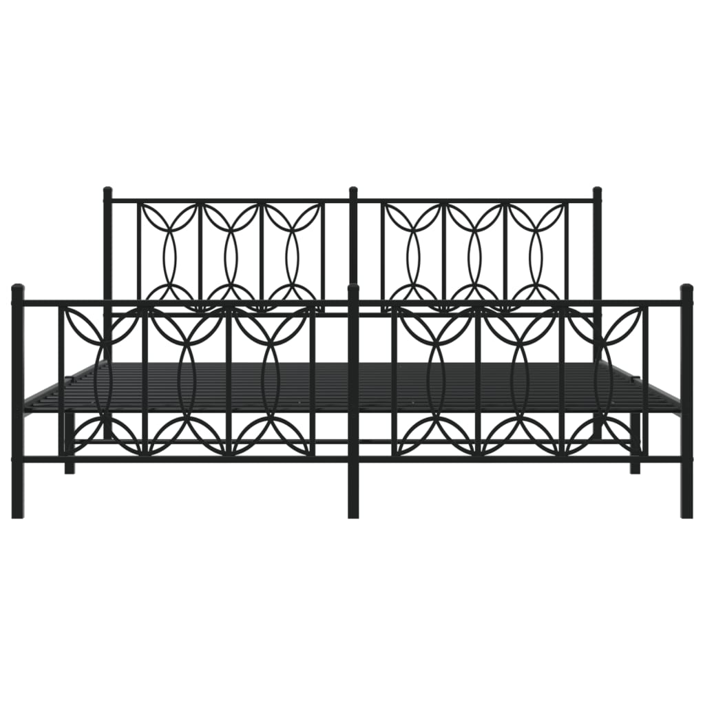 Bed frame with head and footboard metal black 183x213 cm