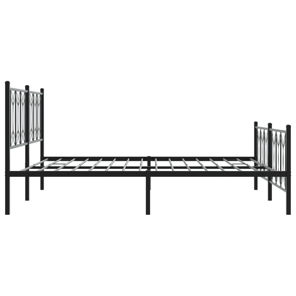 Bed frame with head and footboard metal black 183x213 cm