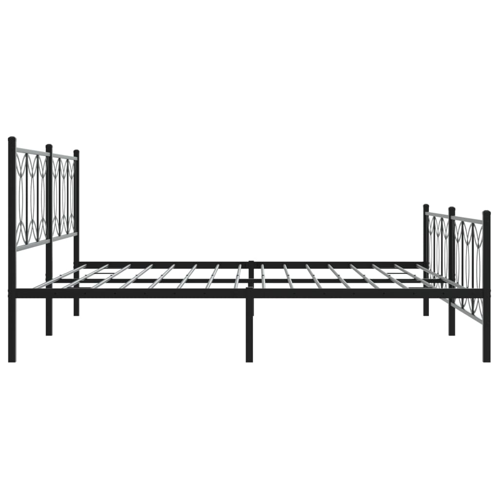 Bed frame with head and footboard metal black 193x203 cm