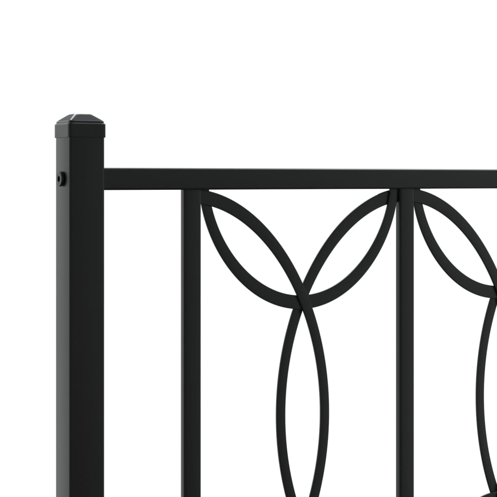 Bed frame with head and footboard metal black 193x203 cm