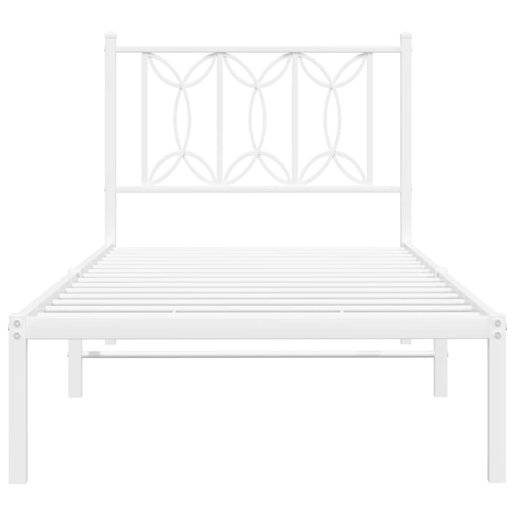 Bed frame with headboard metal white 80x200 cm