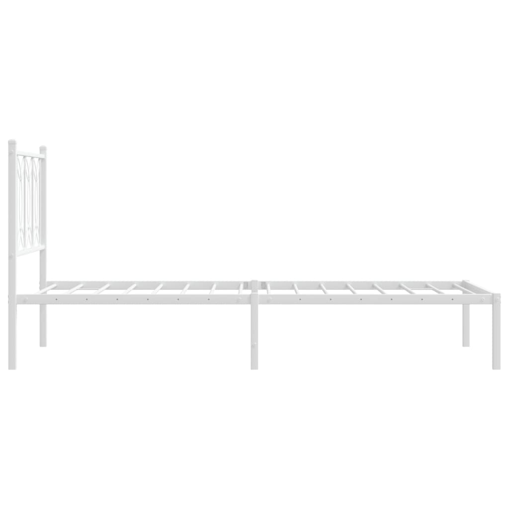 Bed frame with headboard metal white 80x200 cm