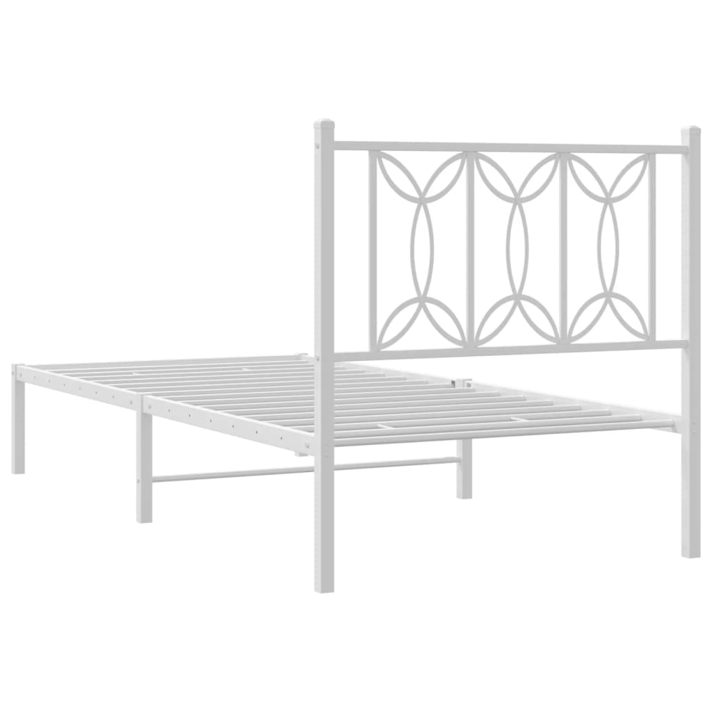 Bed frame with headboard metal white 80x200 cm